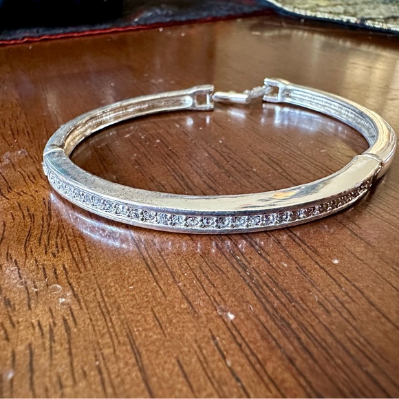 Silvertone Avon CZ Pave Diamond Bracelet - Picture 2 of 10
